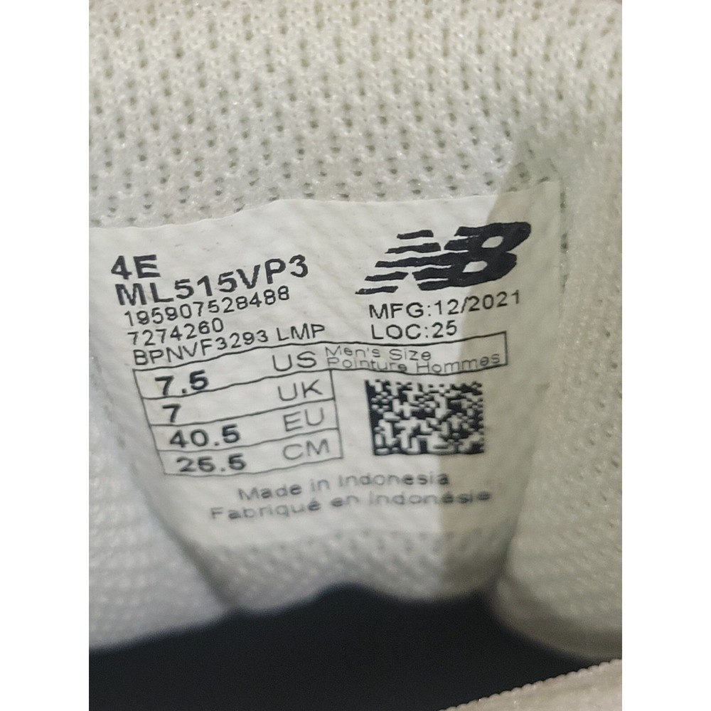 New Balance Size 7.5 4E Classic Traditionnels White, Gray, & Blue - Ml515SM3 - Picture 9 of 10